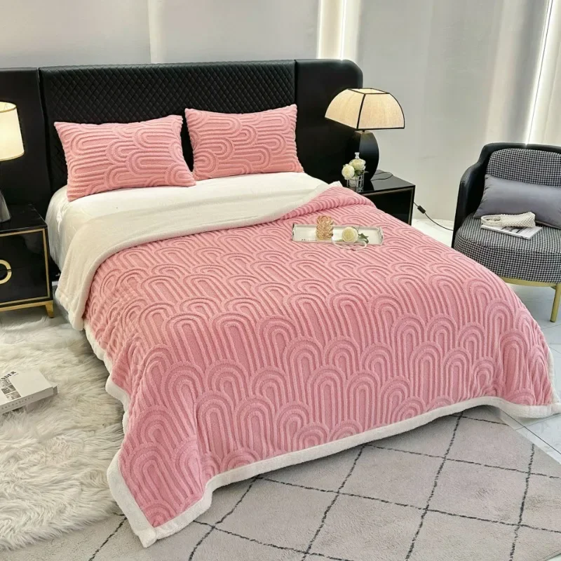 

Double Layer Coral Flannel Blanket Soft Warm Lightweight Throw Blanket for Sofa Bed Home Office Nap Air Conditioning Shawl