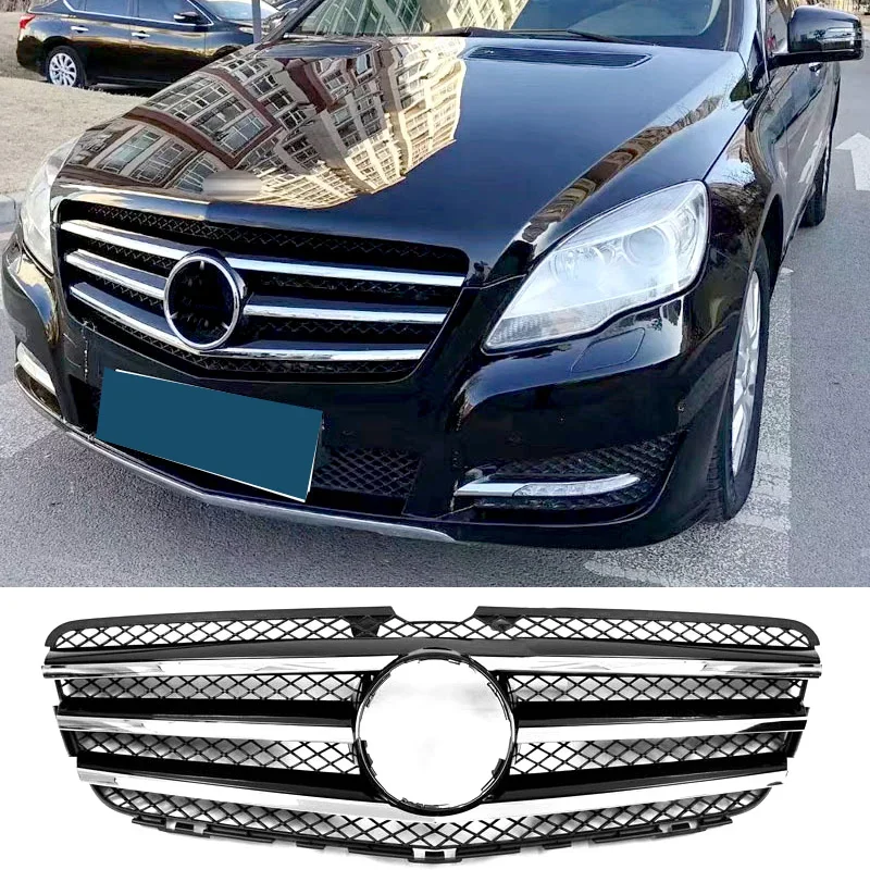 

New！ W251 Grill for Mercedes Benz R Class 2010 To 2017 2005 Silver Glossy Spoiler Front Bumper Racing Grille Mesh Accessories