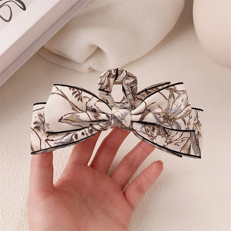 China Bowknot Vintage Large Hair Claw Clips Women Elegant Bow Barrette Crab Hairpins Girls Headwear Hair Accessories Female