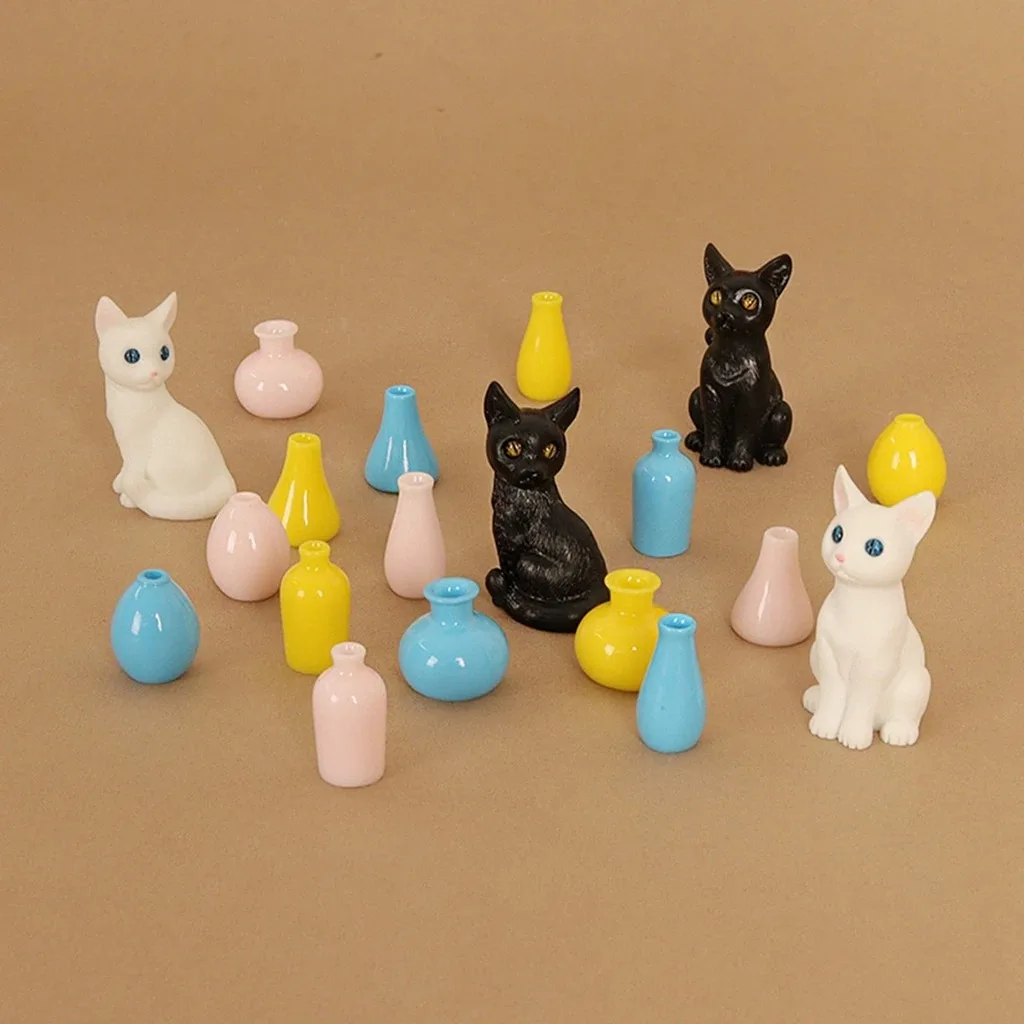 1/12 Puppenhaus Miniatur Heimdekoration Mini Simulation Farbige Kleine Vase 1 Set Puppenzubehör Spielzeug