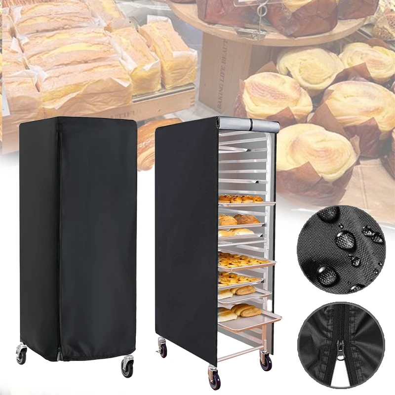 Thickened 20 Tier Bread Rack Cover 210/420/600D Oxford Fabric Waterproof Dustproof with Zipper for Commercial Bakery Pan Storage