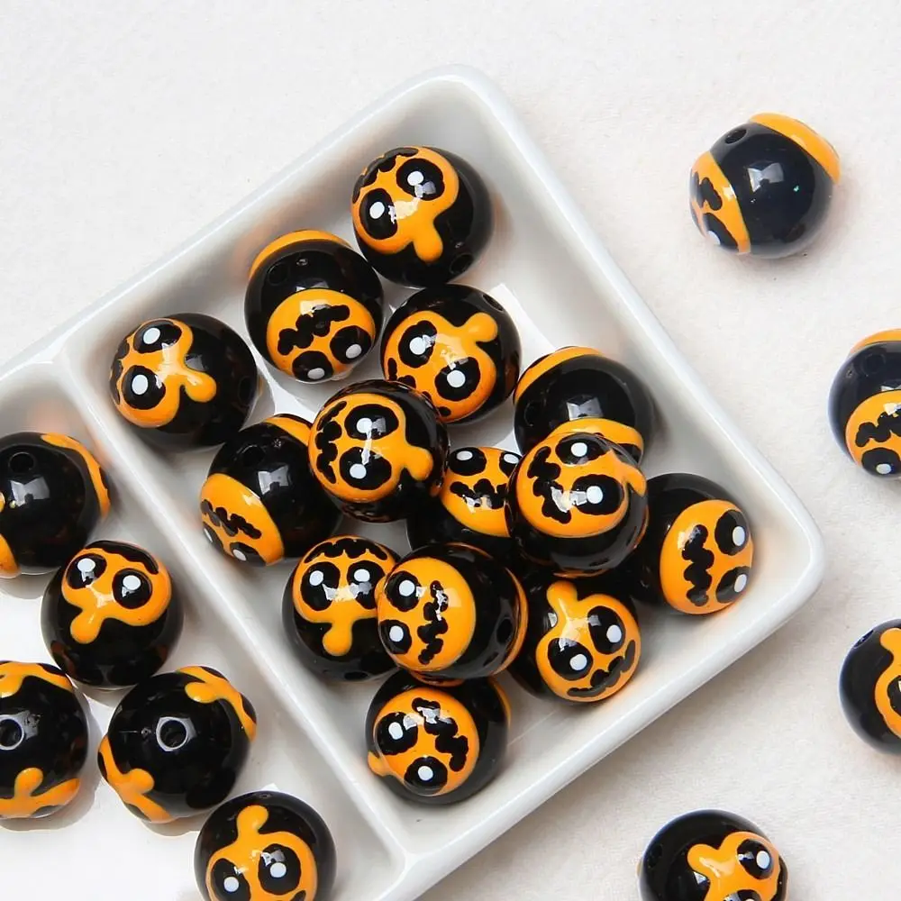 10PCS Acrylic Halloween Bracelet Beads Pumpkin Ghost Halloween DIY Jewelry Bead Spider Cartoon Hand Drawn Acrylic Beads