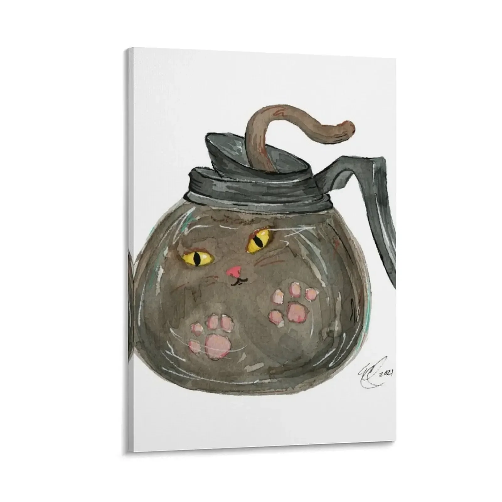 

Coffee Pot Cat Canvas Painting Paintings on the wall wallpapers home decor Decoration home