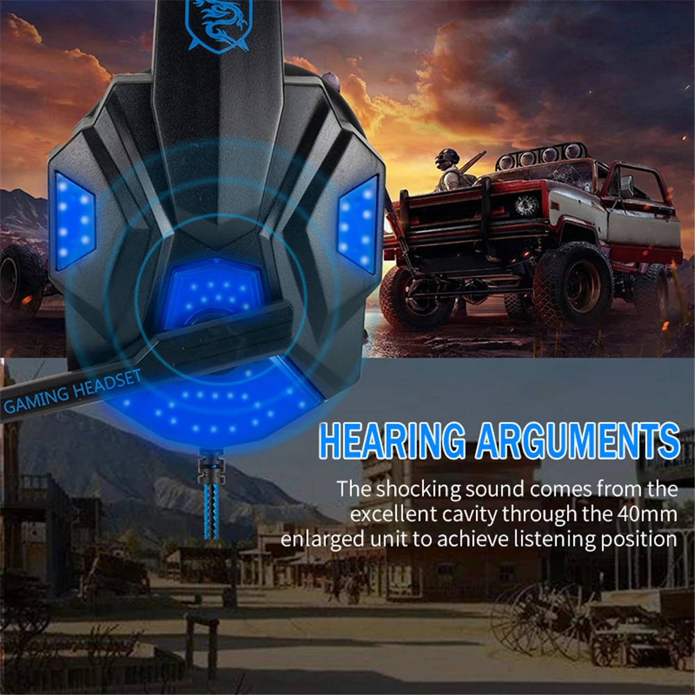 Professional Wired Gaming Headphones HIFI Stereo Sound Headsets with Mic LED light for Computer PC PS4 PS5 Xbox Gamer headset