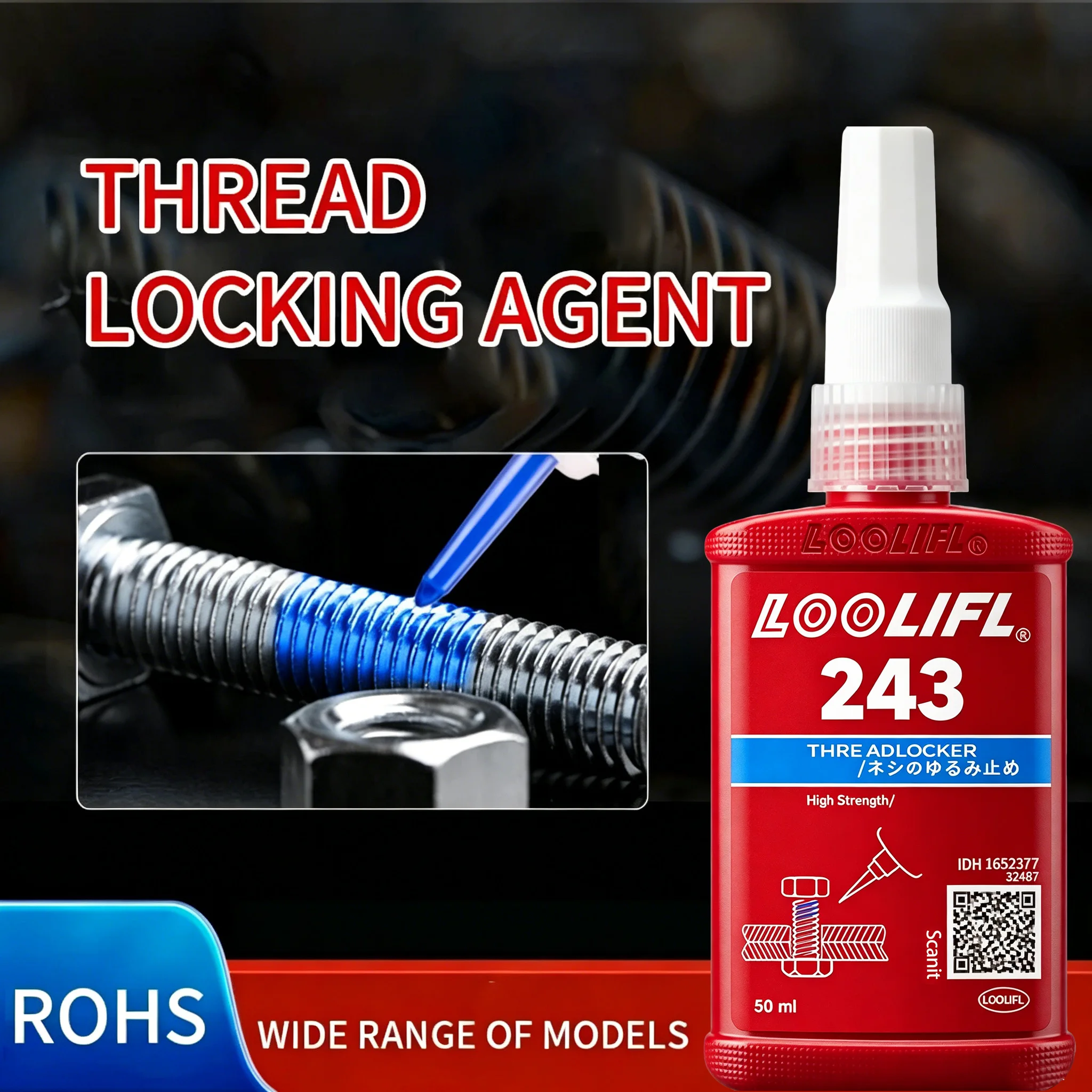 Loolifl 243 Blue Threadlocker Medium Strength Anaerobic Adhesive Anti Loose Screw Bolt Nut Sealant and Metal Thread Locking Glue