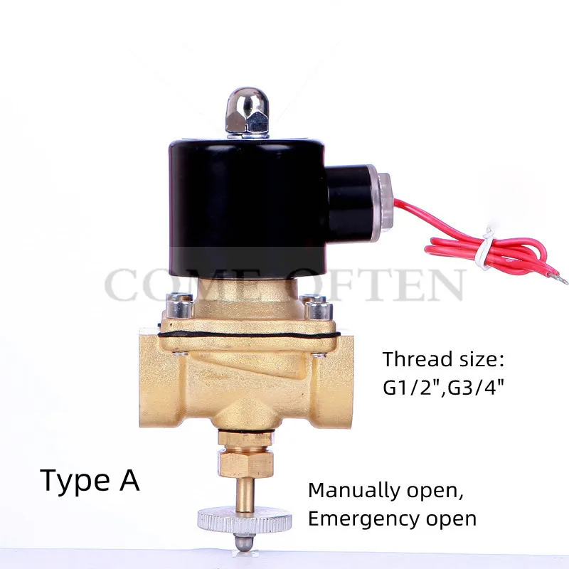 Imagem -05 - Série 2way Válvula Solenóide de Óleo ar Água Abrir Manualmente Emergência Aberta 24vdc Ac220v 80 °c Válvula de Bronze 10bar