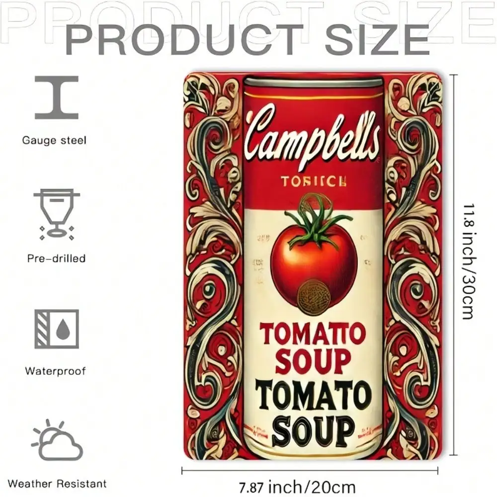 Campbell's Soup Vintage Metal Tin Sign 7.8x11.8 Inch Retro Wall Decor for Kitchen Farmhouse Pub Easy Hang