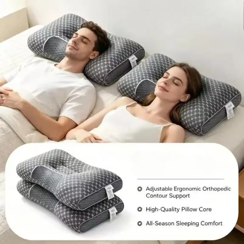 Household neck pillow, hotel soft pillow, deep sleep pillow, four-season bed pillow core, gray