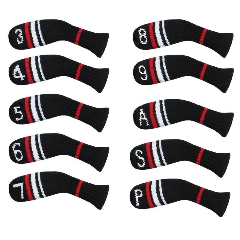 10pcs Knitted Marker Golf Iron Covers Club Head Covers, Long-neck Sock Style Washable New