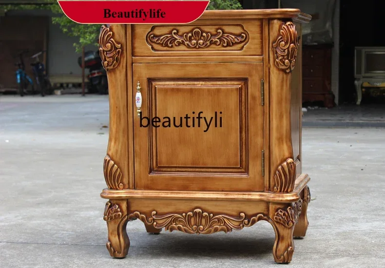 

A185 European Style Floor-Standing Bathroom Cabinet Oak Antique Washstand Basin American Style Bathroom Furniture