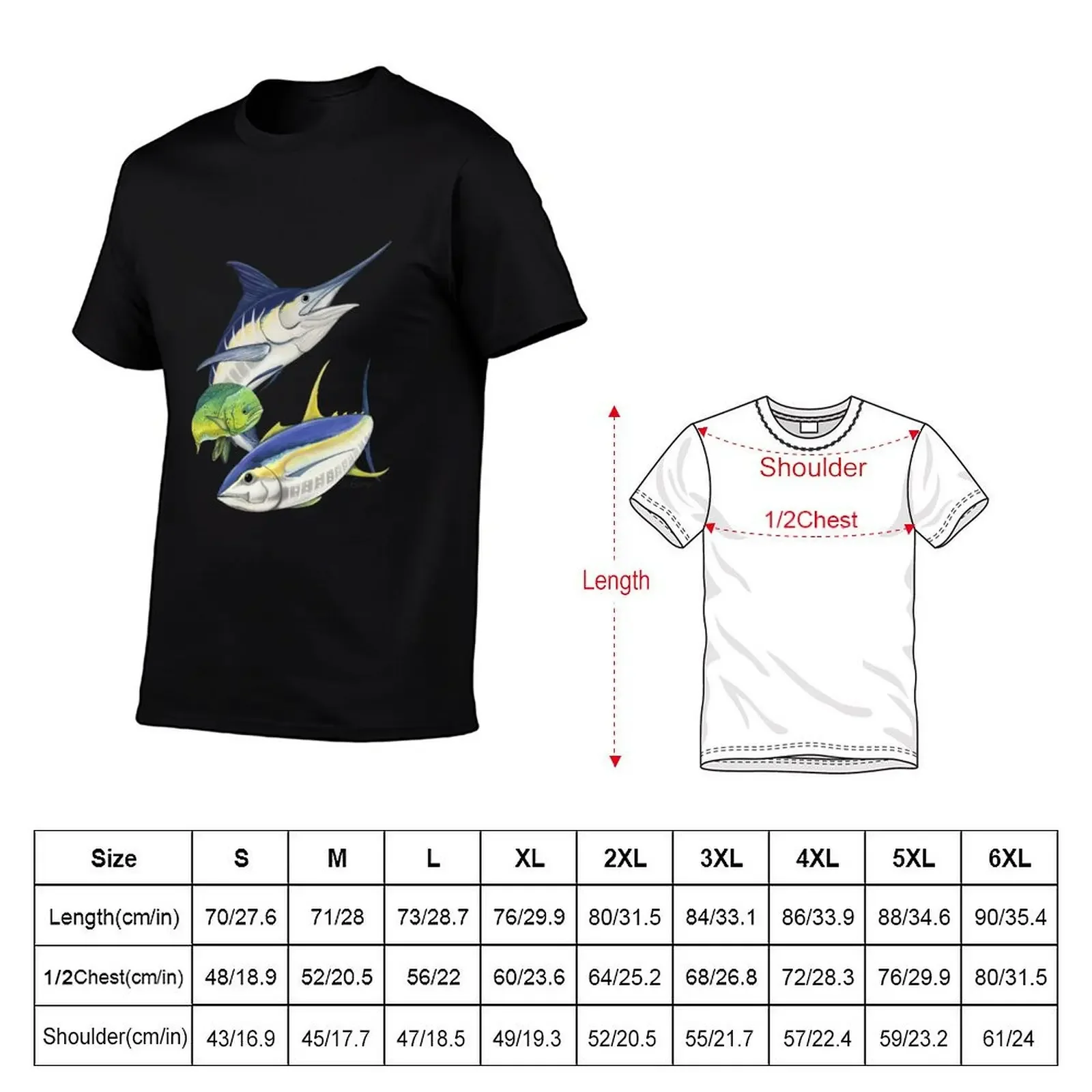 Blue marlin, tuna and dolphinfish T-Shirt anime t shirts blacks vintage clothes sublime men clothing