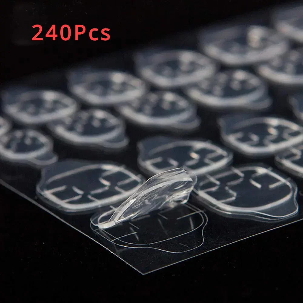 240 יח'\חבילה מסמר אמנות קלטות דבק מדבקה מסמר ג 'לי דבק דו צדדי כפול שווא מזויף מסמר דבק נשים ציפורניים אמנות כלי סיטונאי