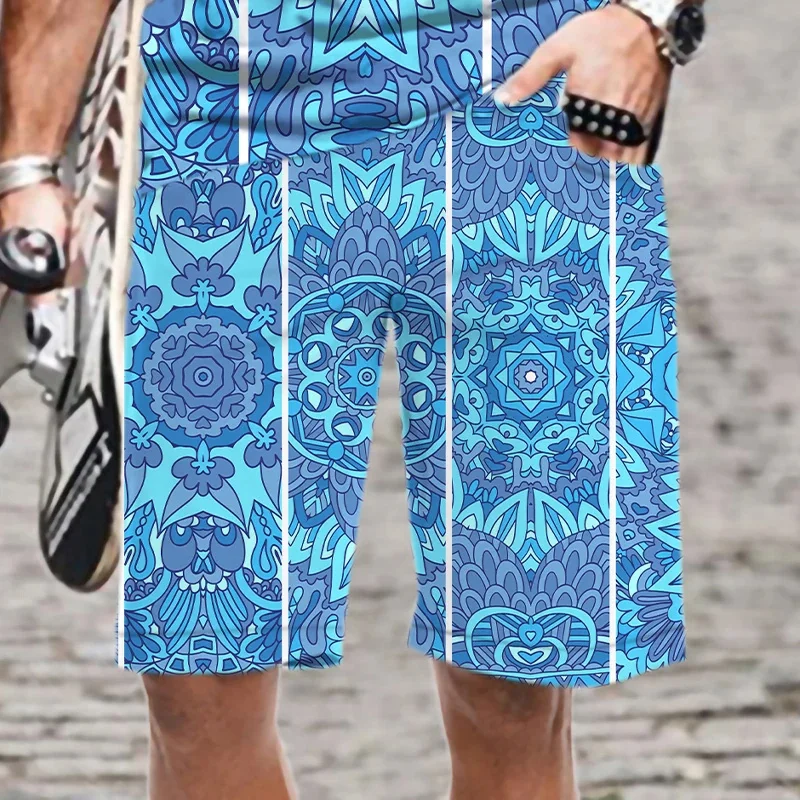 Harajuku 3D Ethnic Exotic Patterns Printed Beach Shorts Men Summer Vintage Swim Pants Fashion Streetwear Cool Trunk Board Shorts