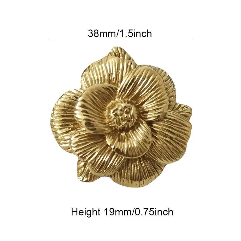 HOT 8PCS Solid Brass Rose Flower Furniture Pulls Handles Drawer Knobs Cupboard Wardrobe Closet Dresser Cabinet Door Pulls Knobs