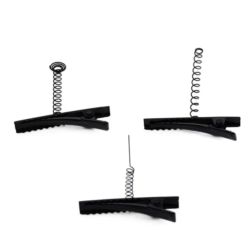 10 Stück 40 mm schwarze Metallklammer mit Schraubenfeder, Krokodilklemme, Bastel-Haarspangen, DIY, einfache Universal-Haarspangen – Detail 5