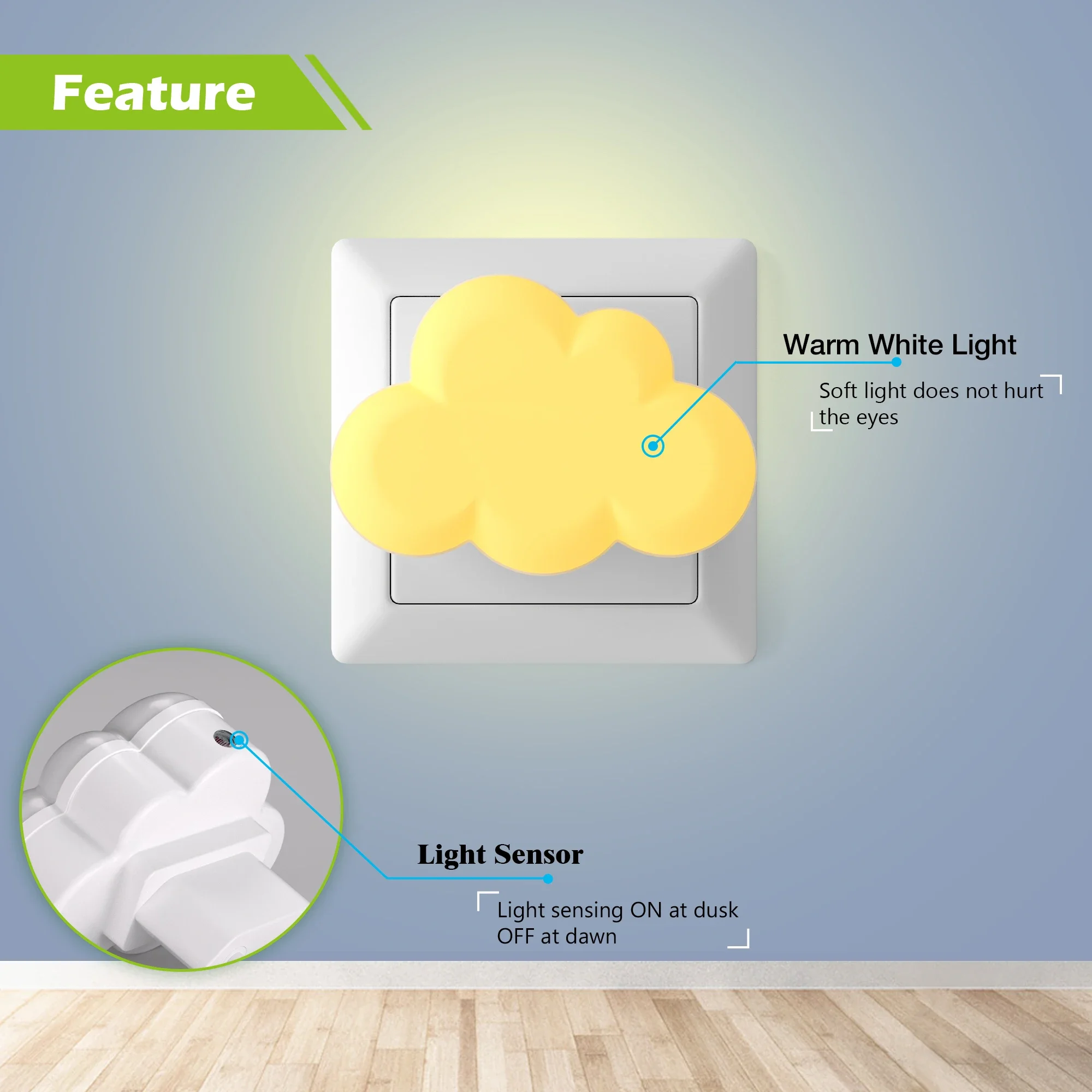 

Led Soft Glow Cloud Shaped Dusk - to - Dawn Sensor Night Light for Cozy Nights Ultra - Soft, Eye - Friendly Illumination