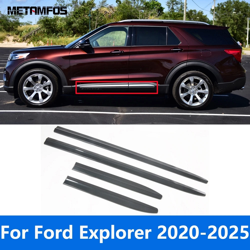 

Для Ford Explorer 2020-2023 2024 2025 углеродное волокно, боковая полоса двери, обшивка кузова, молдинг, внешние аксессуары, Стайлинг автомобиля