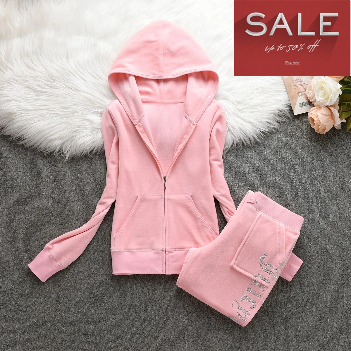 Women Velvet Tracksuit Solid Color Hooded Women Suit Velvet Sports Suit 2pc Thickened Solid Color Hooded Top + Casual Trousers