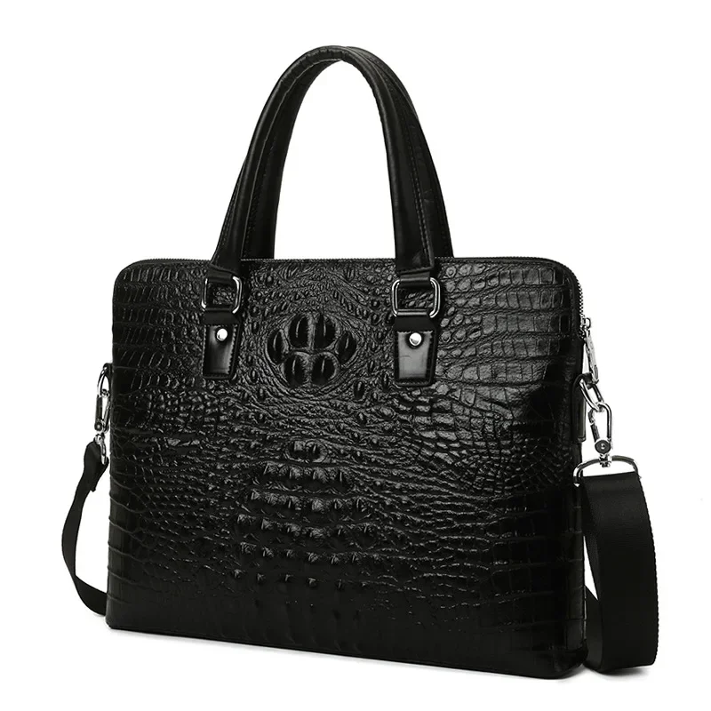 2024 New Cow Leather Laptop Bags Alligator Genuine Leather Men's Briefcase Brand Crocodile Pattern Travel Messenger Computer Bag