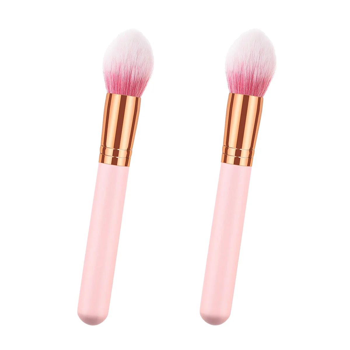 

2pcs Premium Makeup Brushes Professional Cosmetics Brush Kit Powder Bristles Flame Shape Wood Handle Fine Dense Daily Gift Use