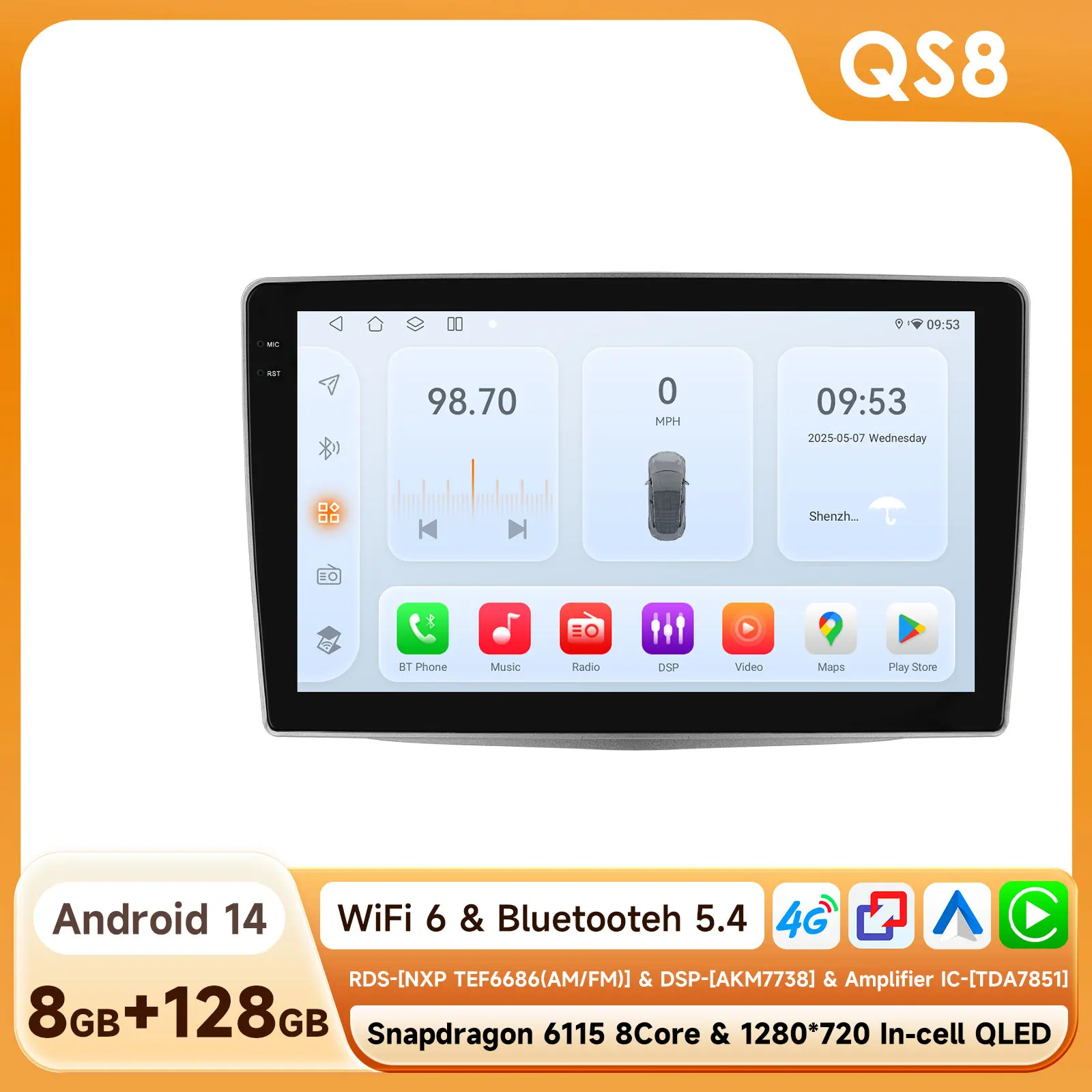OSSURET Android 14 Autoradio Voor Alfa Romeo MiTo 955 2008-2016 Intelligent Systeem Carplay auto Multimedia Video Player GPS 6115