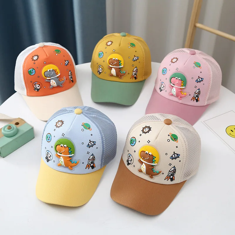 

Cute Children's Dinosaur Baseball Cap Summer Mesh Visor Hat Quick-Drying Hat for Kids Ages 2-6 Outdoor Sun Hat