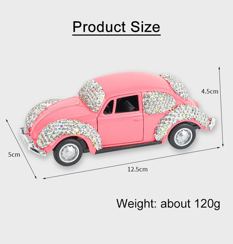 1:32 Car Model Bling Interior Accessories Dashboard Diamond Cute Small Vehicle Ornaments for Women