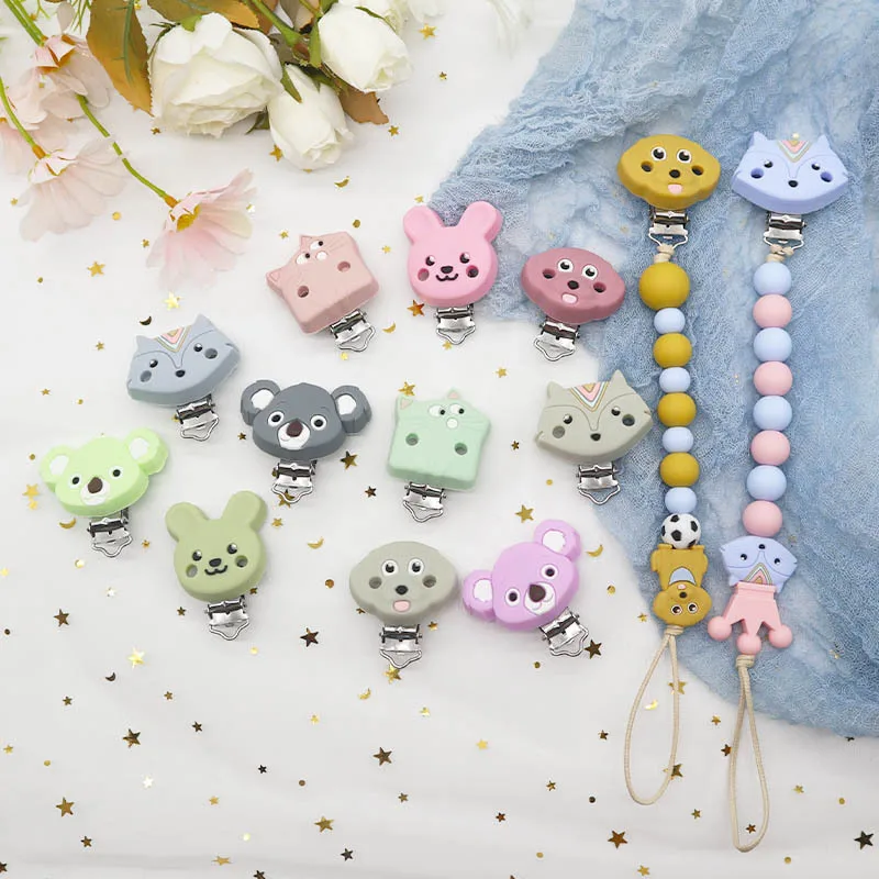 10 قطعة لهاية سيليكون سلسلة مقاطع DIY بها بنفسك ألعاب التسنين للأطفال عضاضة كليب قلادة حبة أداة Nurs هدية الحلمة ملحقات السلسلة