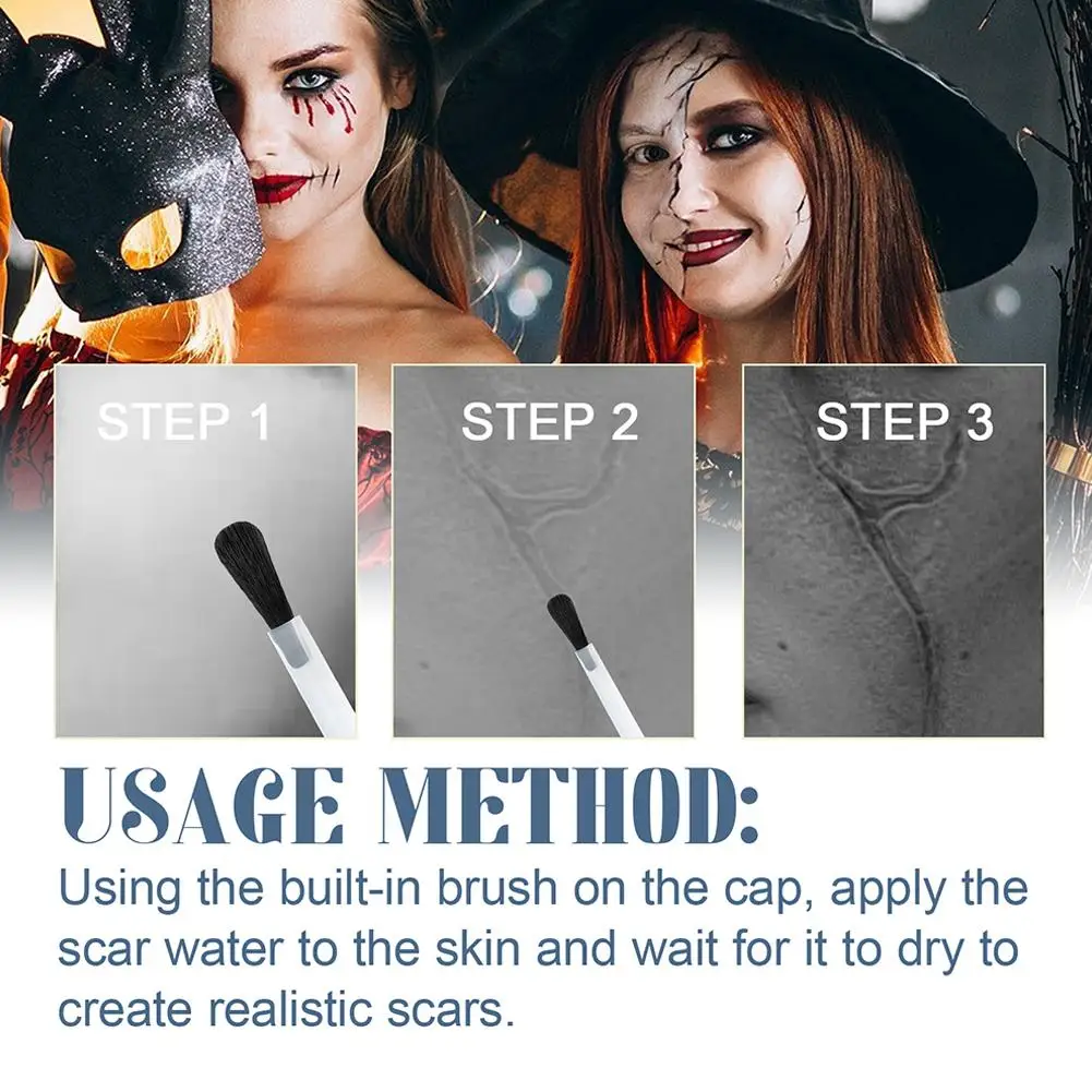 15ml fałszywa blizna na rany płyn symulacja skóry twarzy ciała profesjonalna scena Halloween specjalny makijaż lateksowy kosmetyk wodny