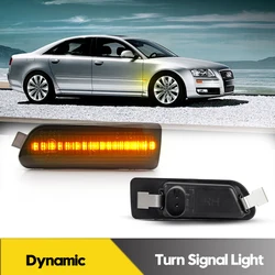 2Pcs For Audi A8 A8L S8 MK2 Quattro 2002-2009 LED Dynamic Side Marker Lights Car Turn Signal Blinker Lamps Canbus OEM#4E0949128