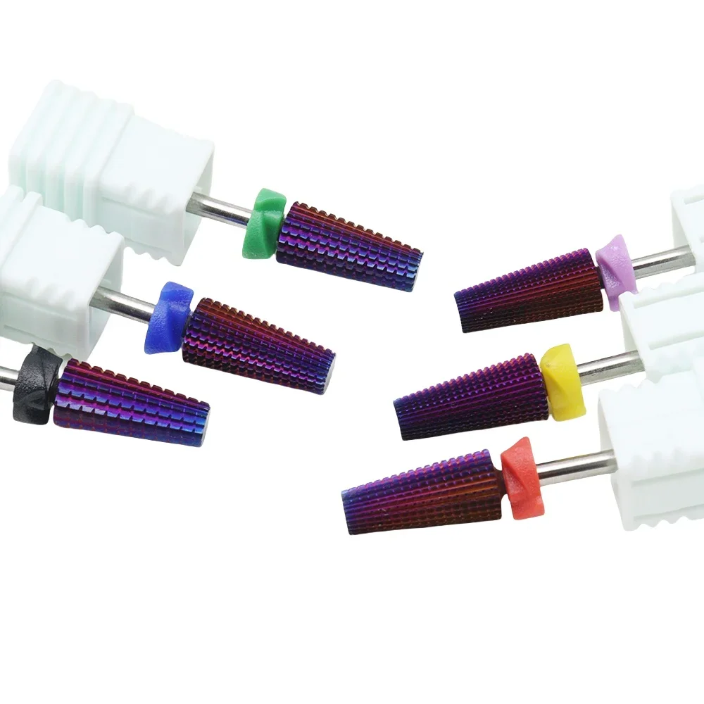 5-in-1 violette professionelle Wolframkarbid-Nagelbohrer, parfümfreie konische Fräser zum Entfernen von Gel-Acryl, Maniküre – Detail 5