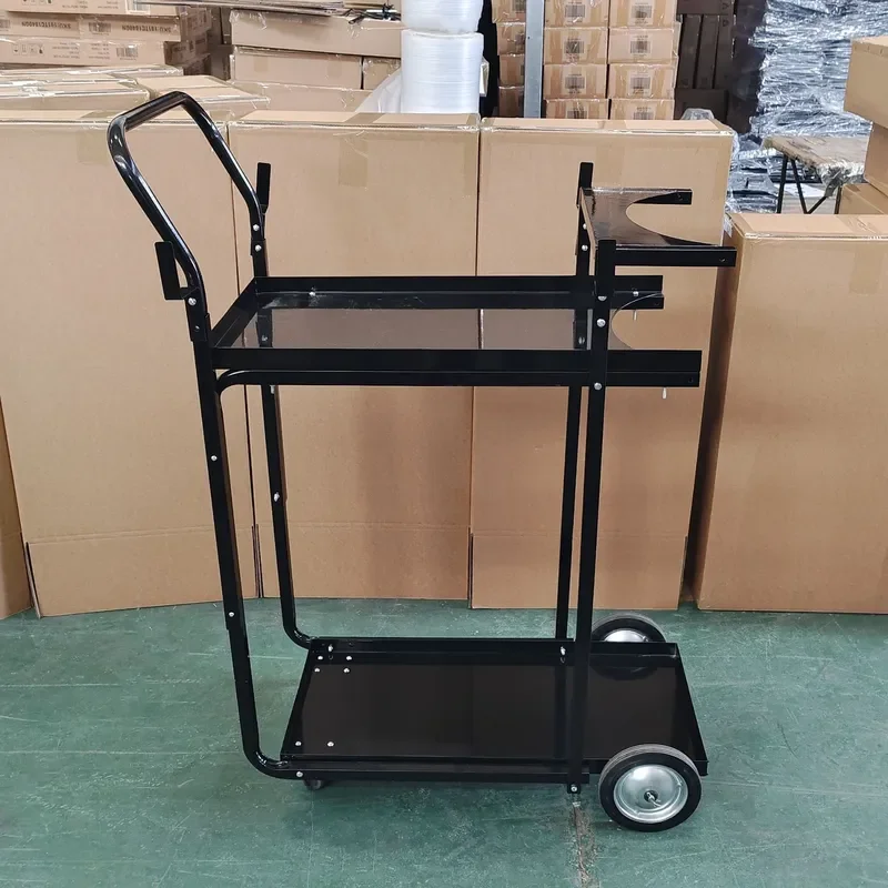 Portable Welding Cart with Handle Double Layer Storage Rack for Electric Argon Arc Welder Machine Tool Trolley Heavy Duty