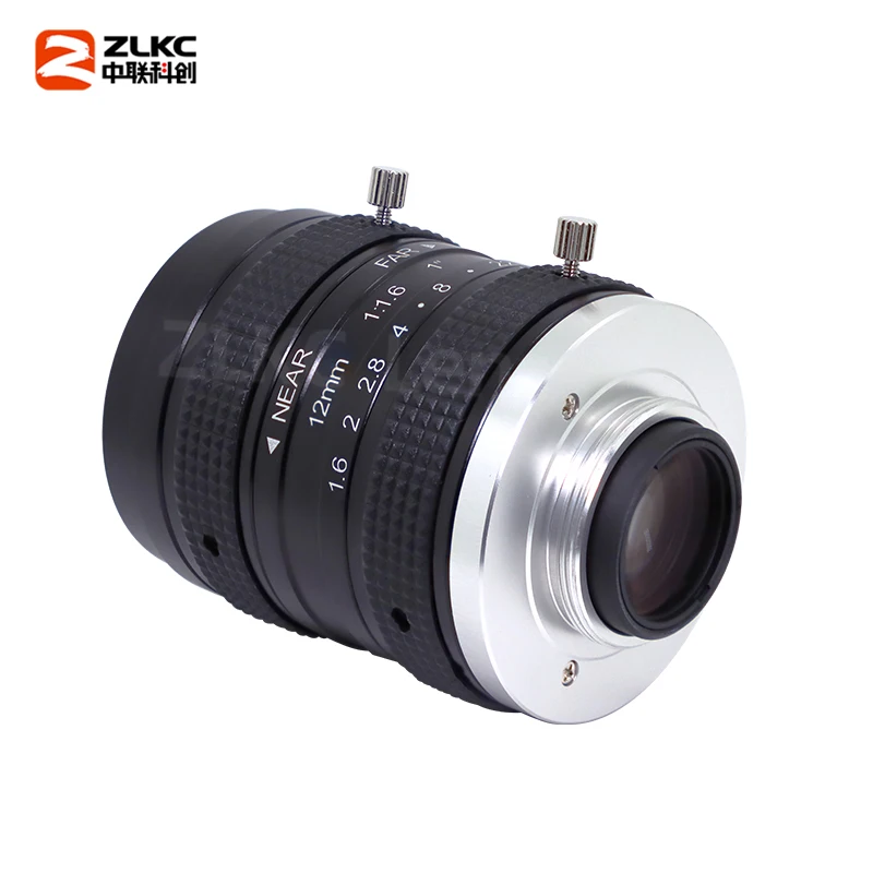 HD 5.0Megapixel FA 1 Inch 12 mm Low Distortion Manual Iris C Mount Industrial for Surveillance And Machine Vision F1.6 Lens 5MP