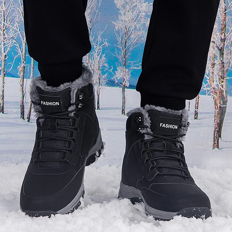 Men's Winter Snow Boots woman's Waterproof sneakers Super Warm Men's Boots Outdoor Men Hiking Boots Work Travel Shoes Size 37-47