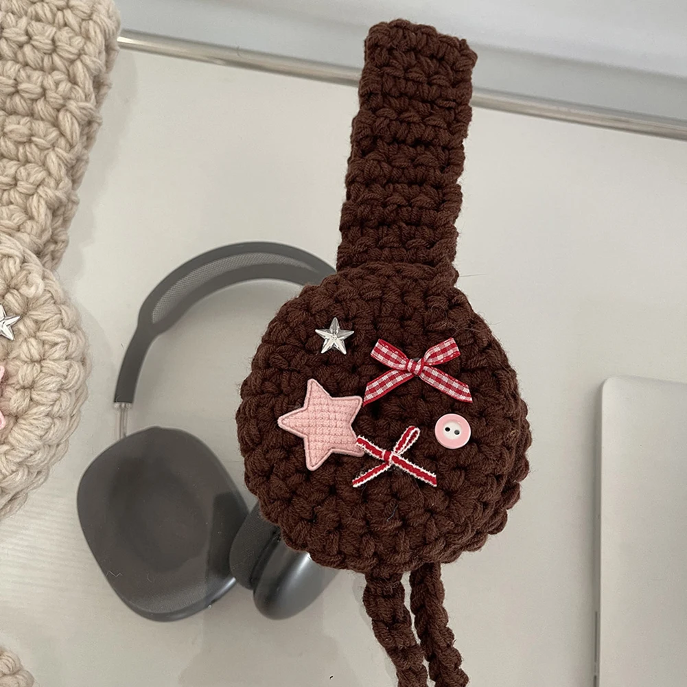 New Small Star Bowknot Woven Earmuffs Personalized Warming Ears Cover for Outdoors Warm Knitted Earflap for Autumn Winter