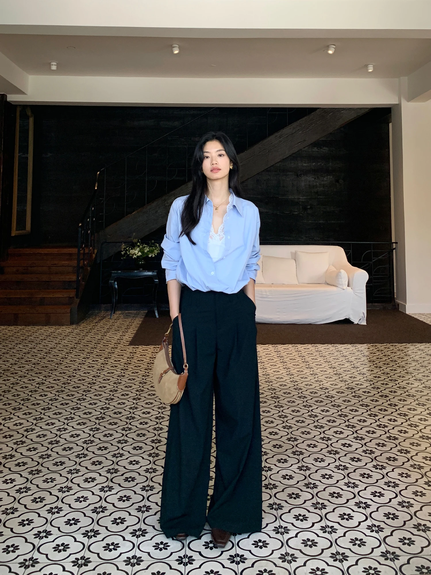 

Pusumede, широкие брюки с высокой талией, женские повседневные офисные костюмы прямого кроя, длинные брюки, осенняя мода, женские премиум-класса