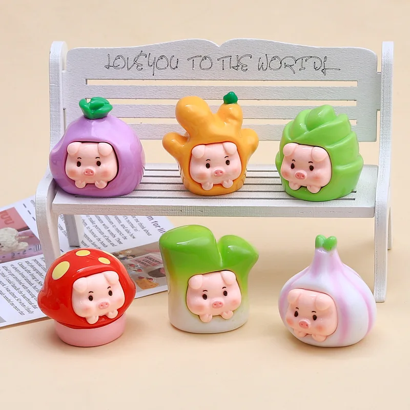 

1/10Pcs Kawaii Vegetable Pig Crafts Ornaments Doll House Decor Accessory Miniature Figurine Cute Desktop Decoration Gifts
