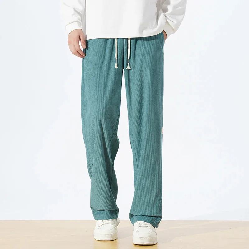 

Американские повседневные длинные брюки в стиле ретро для мужчин, весенне-осенние модные брендовые свободные широкие прямые брюки для мужчин