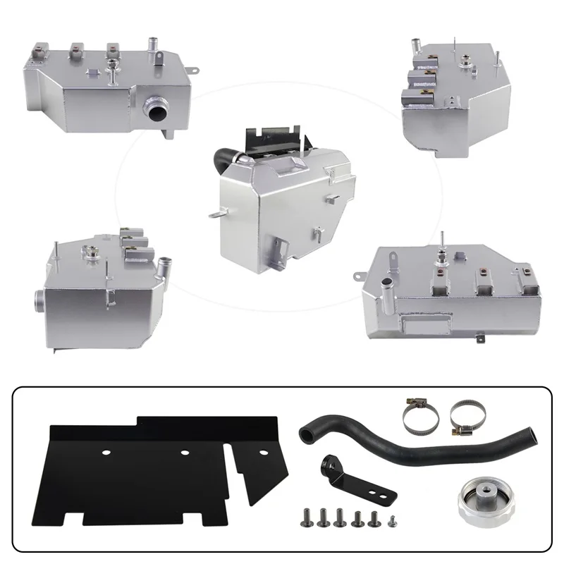 

Aluminum Primary Degas Tank+Secondary+Degas Tank Kit For Ford F250 F350 Super Duty 6.7L Powerstroke 2011-2019 V8 Silver/Black