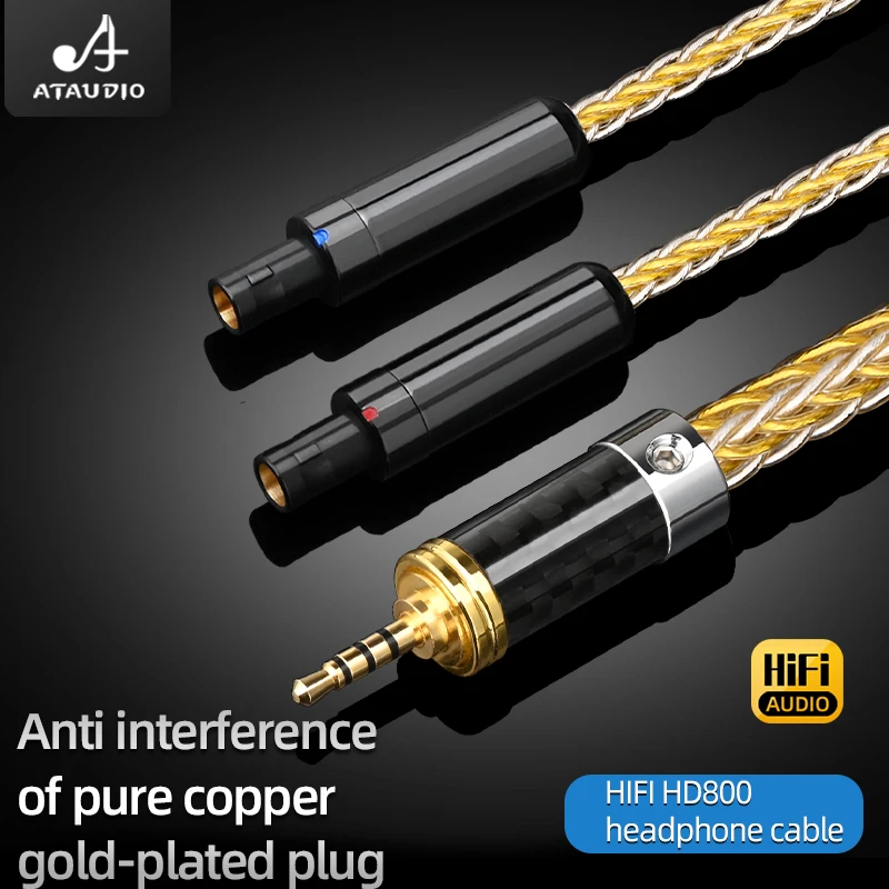 ATAUDIO HiFi سماعة كابل 16 يشارك 7N OCC Core HD800 سماعة كابل ل HD580 HD650 HD80