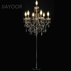 Luxury Crystal Floor Lamp Senior Candle Lamp Wrought Iron Living Room Bedroom Lamp Decorative Lamp Desk Lamp Bedside Lamp LED K9