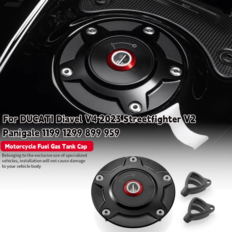 

New For DUCATI Diavel V4 2023 Streetfighter V2 Panigale 1199 1299 899 959 CNC Motorcycle Fuel Gas Tank Cap With Key Airbox Cover
