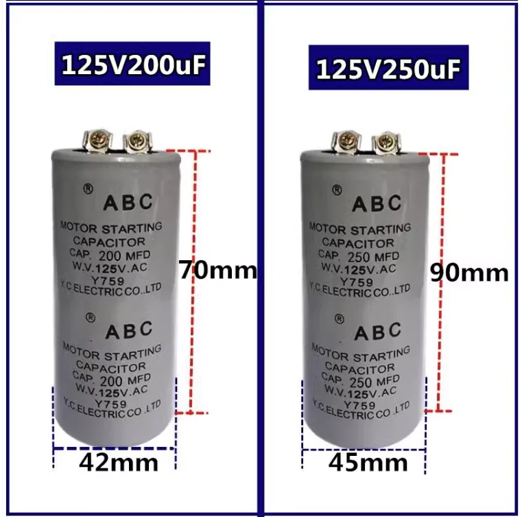 Imagem -02 - Capacitor de Partida do Motor 125v 100 200 300 400 500 600 800 1000 1200mfd