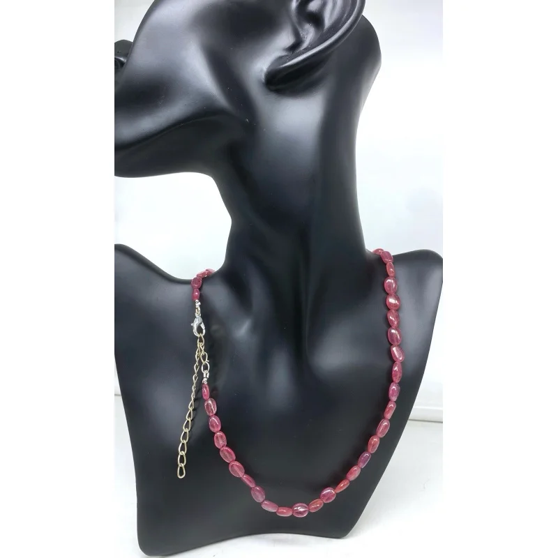 

Ожерелье с рубинами, 20 дюймов, натуральные овальные бусины с застежкой из стерлингового серебра, ручная работа