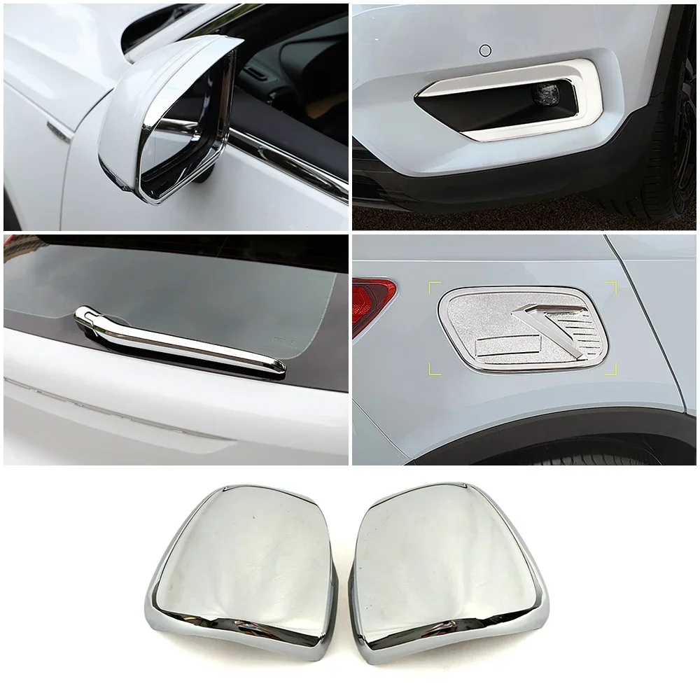 For Volvo XC40 2019-2022 Chrome Rearview Mirror Protector Shell Fog Light Frame Oil Fuel Tank Cap Cover Window Wiper Trim