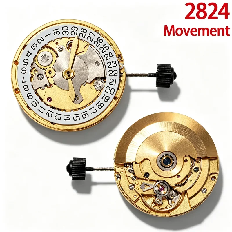 China ETA 2824 Movement Replacement Mechanical Automatic Movement 25 Jewels 3H Date Watch Repair Tool Golden