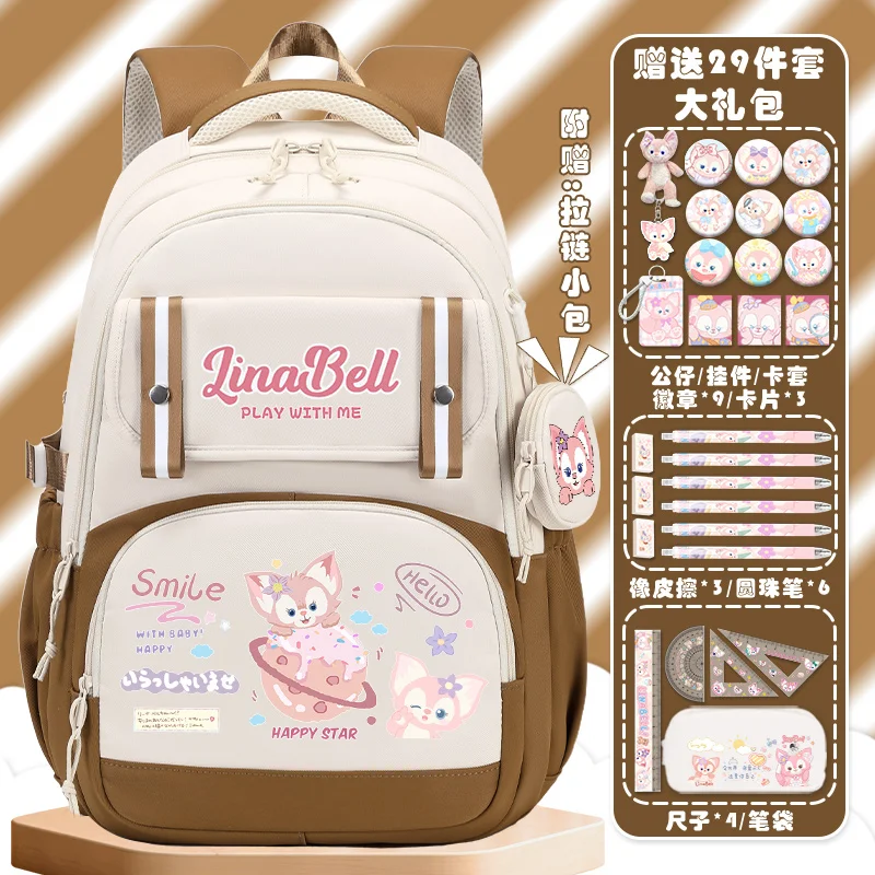 Disney Ling Na Bei Er Schoolbag Female Student Cartoon Cartoon Children Large Capacity Burden Reduction Spine-ProtectiveBackpack