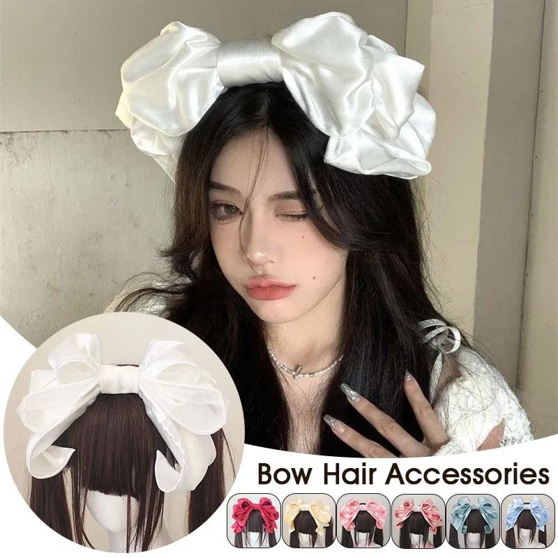 

Gothic Lolita Hairband with Big Bow Handmade Headwear for Girls Women Cute Hair Hoop Cosplay Accessory
