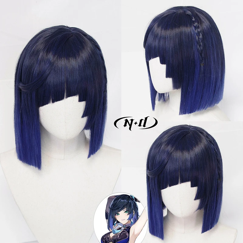 ND Yelan Cosplay Pruiken Haarstukje Genshin Impact Cosplay Haar Pruik Hittebestendig Synthetisch voor Comic Con Coser Kostuum Themafeest