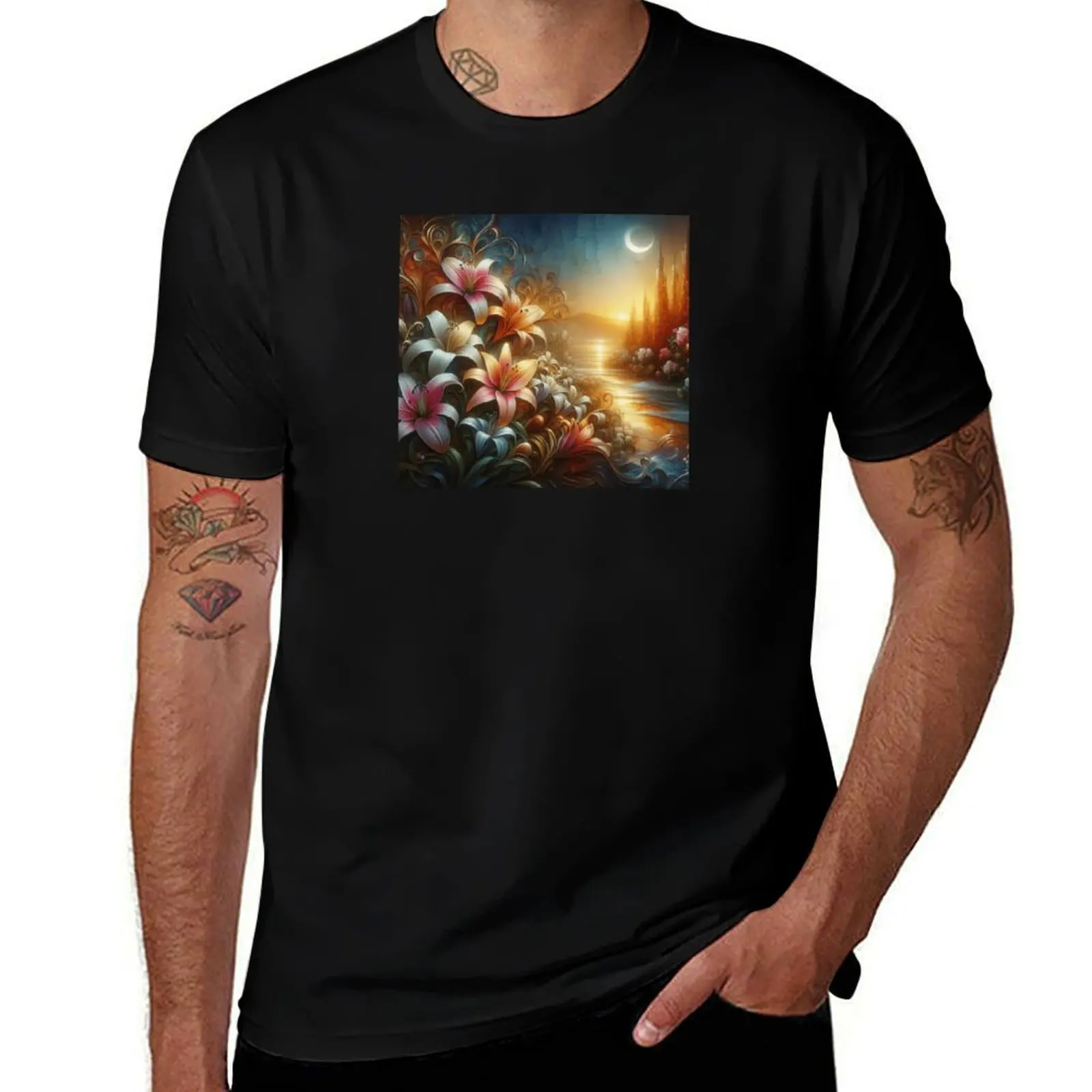 

Lilies T-Shirt t shirts for man pack cotton man t shirts graphic T-Shirt
